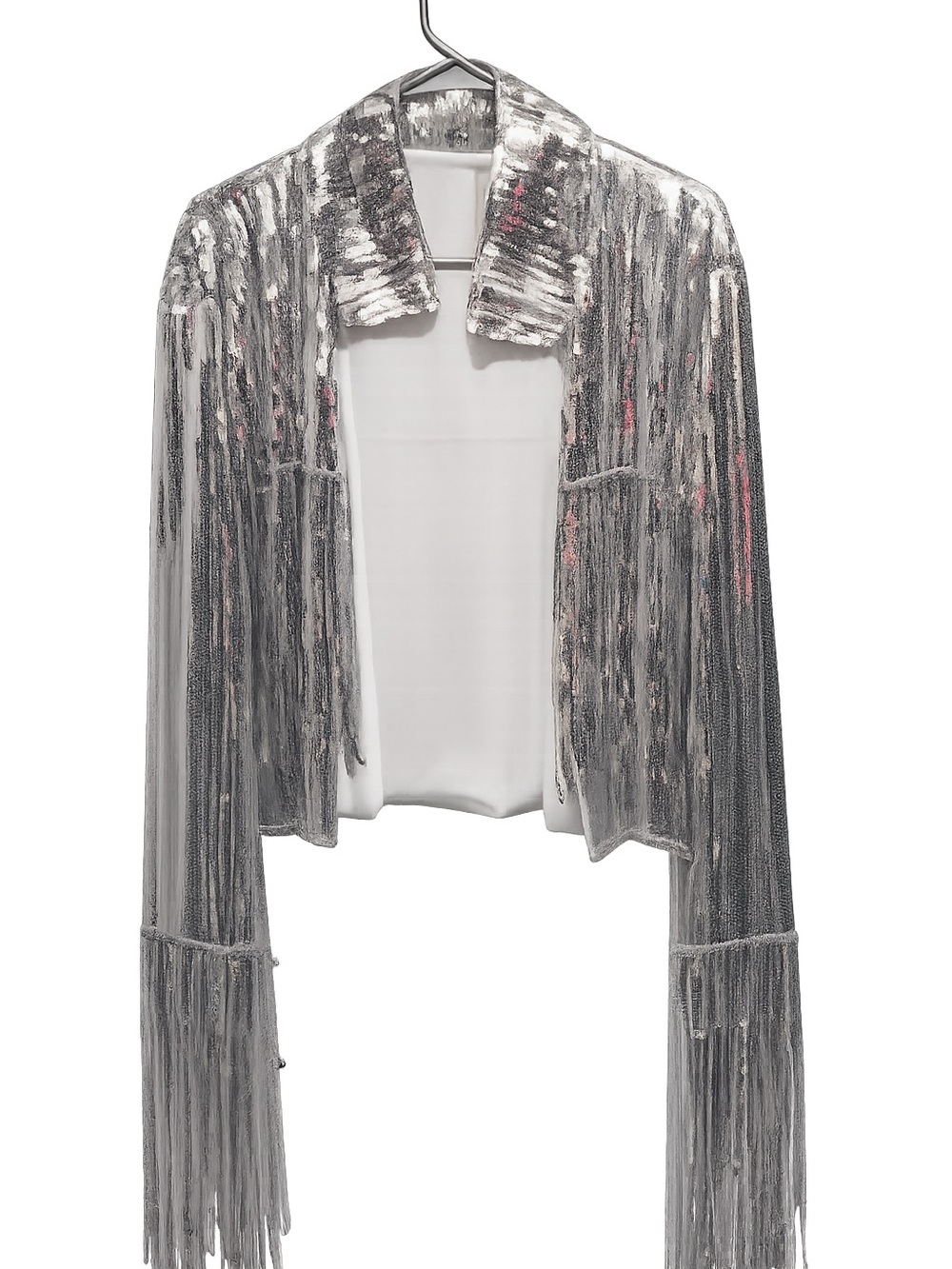 Silver Sequin Fringe Jacket